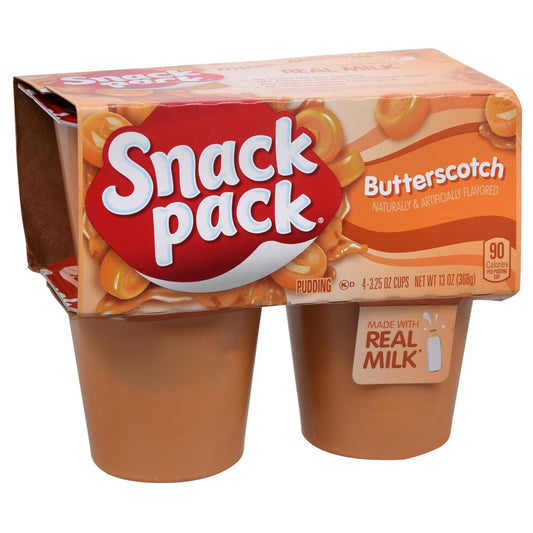 Snack Pack Butterscotch Flavored Pudding, 13 oz. Packs (Pack of 12)