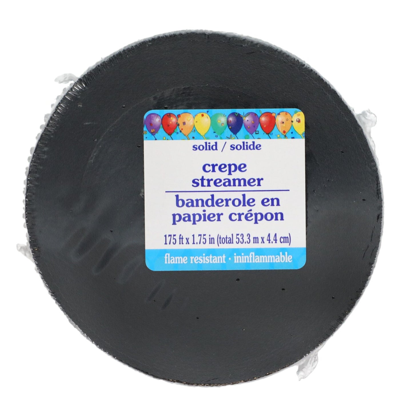 Black Crepe Paper Streamer, 175-ft. x 1.75-in. (Pack of 24)