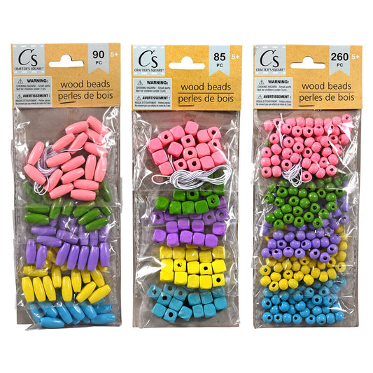 Crafter's Square Colorful Wooden Beads (Pack of 36)
