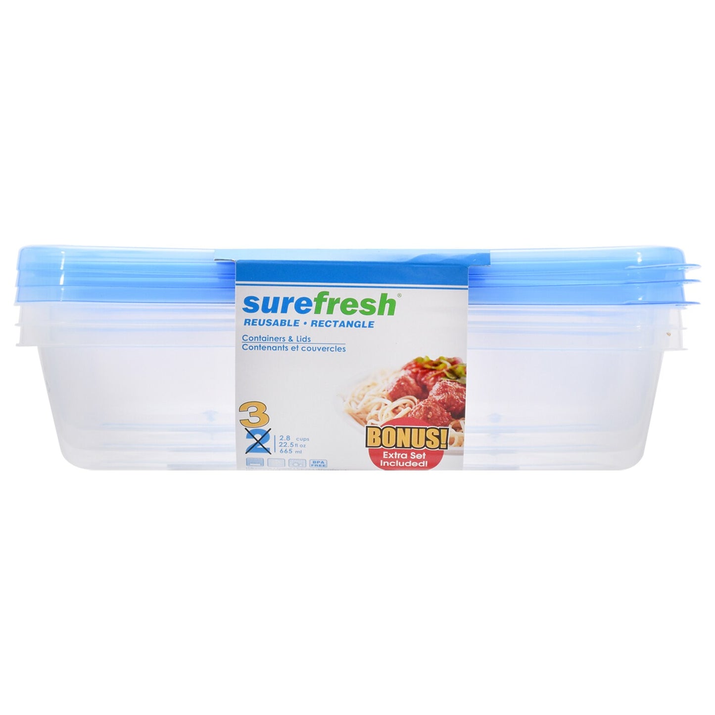 Sure Fresh Two-Section Plastic Storage Containers, 3-ct. Bonus Packs (Pack of 24
