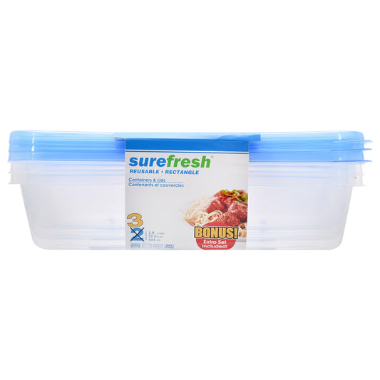 Sure Fresh Two-Section Plastic Storage Containers, 3-ct. Bonus Packs (Pack of 24