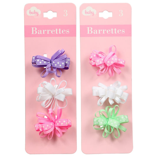 Polka-Dotted Baby Loop Bow Barrettes, 3-ct. Packs (Pack of 36)
