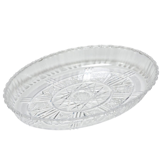 Plastic Oval Crystal-Cut Platters (Pack of 4)