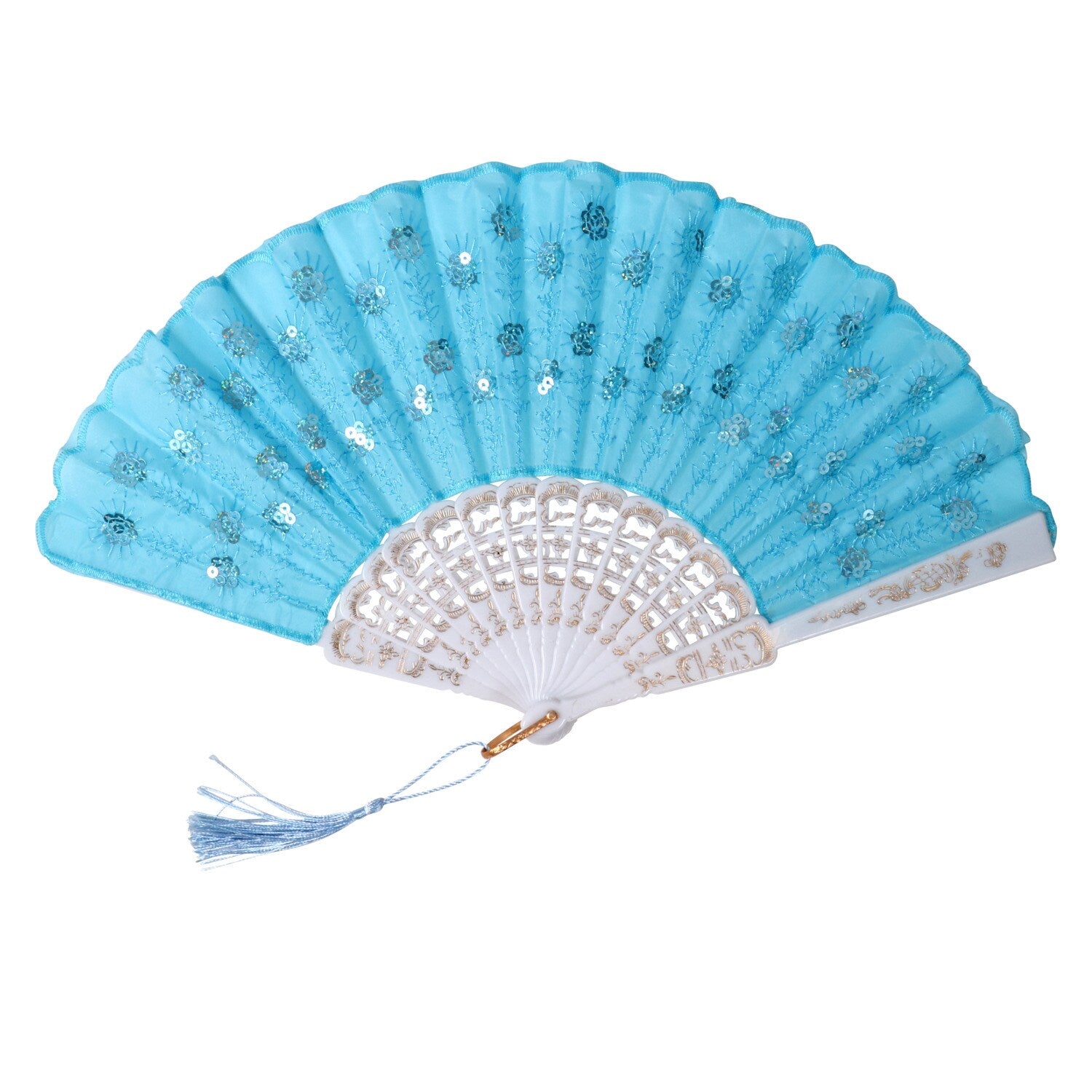 Deluxe Foldable Fans with Sequins, 9 in. (Pack of 24)