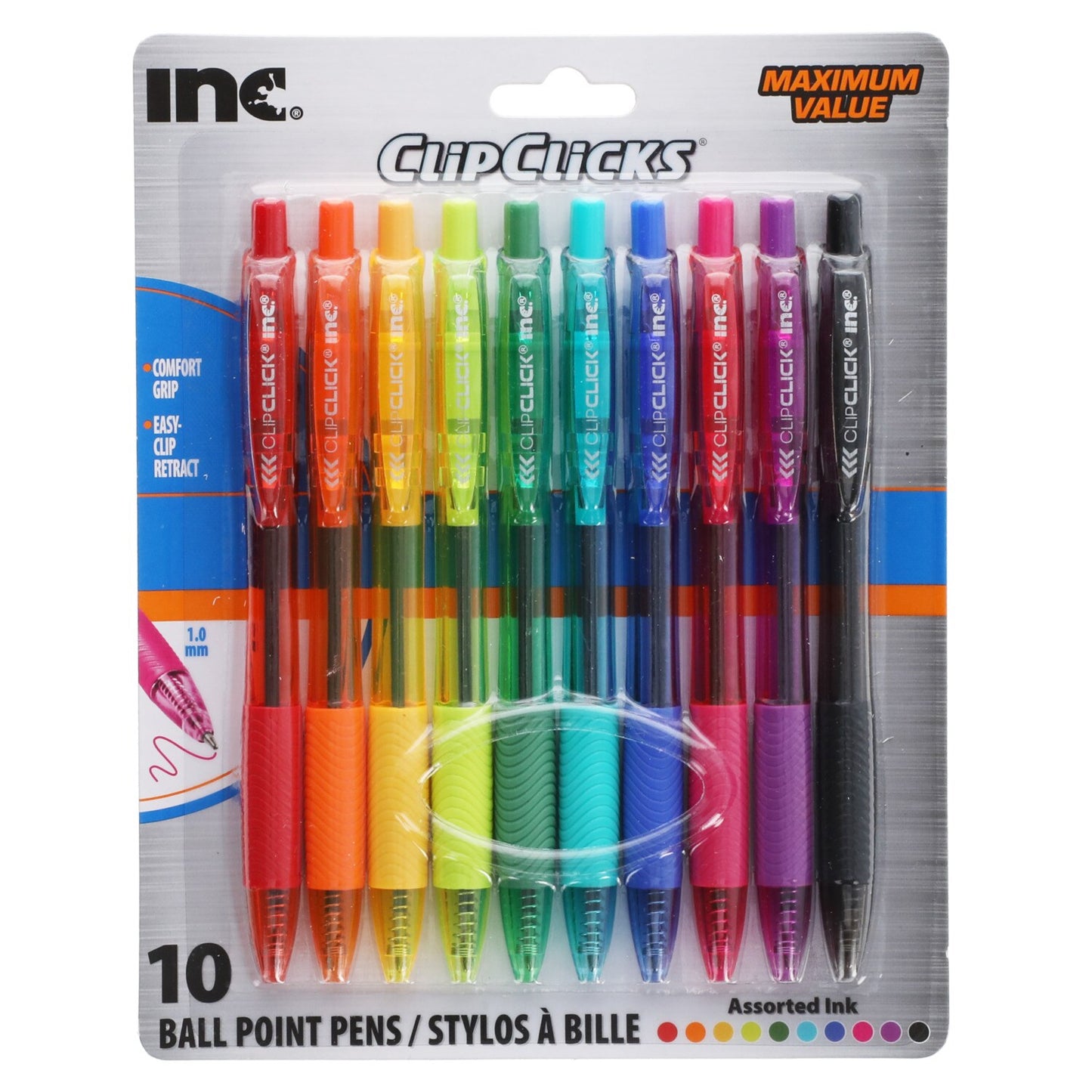Inc. ClipClicks Colorful Ballpoint Pens, 10-ct. (Pack of 36)