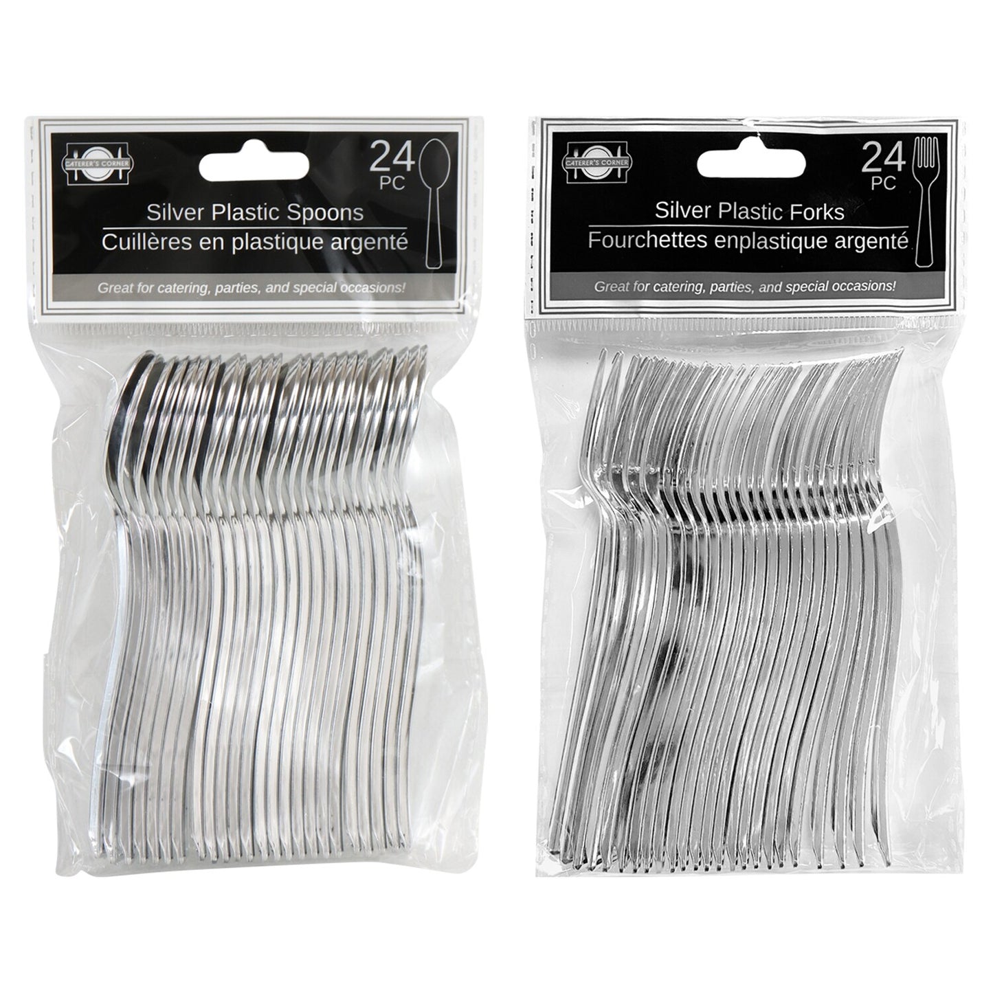 Silver Plastic Mini Cutlery, 24-ct. Packs (Pack of 48)