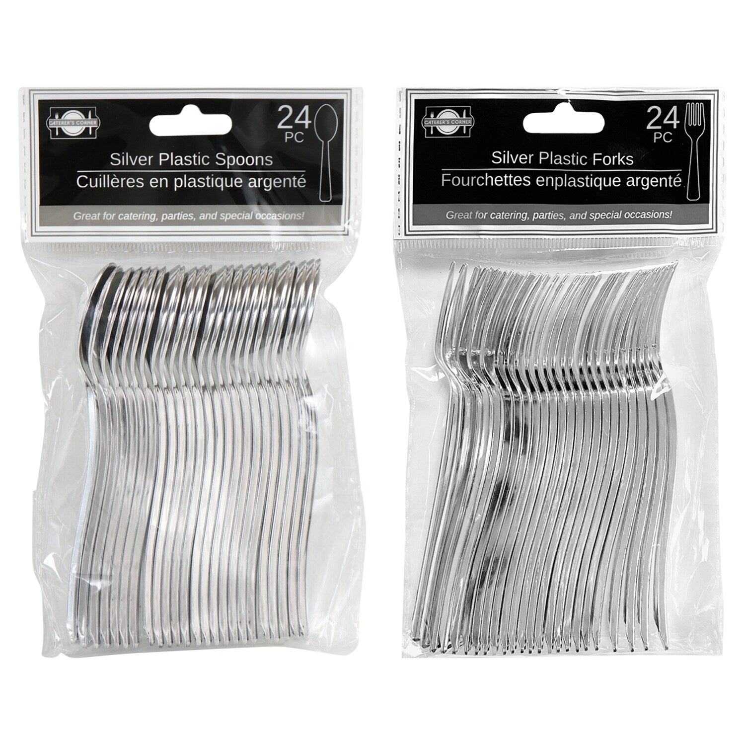 Silver Plastic Mini Cutlery, 24-ct. Packs (Pack of 48)