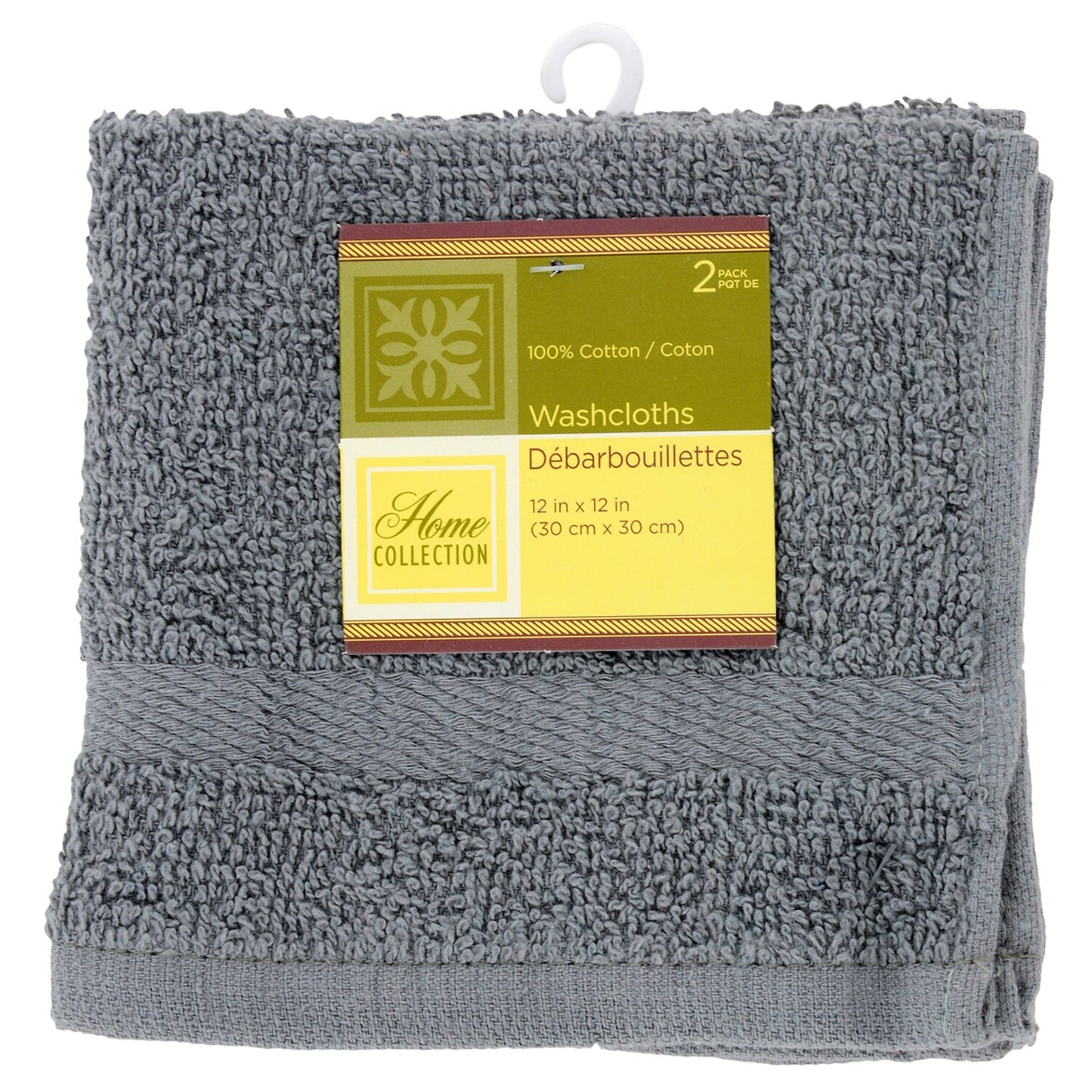 Home Collection Gray Cotton Washcloths, 2-ct. Packs (Pack of 24)