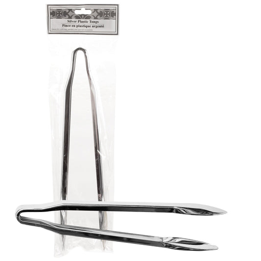 Silver Plastic Tongs, 12 in. (Pack of 4)