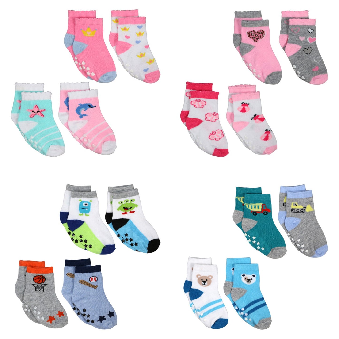 Angel of Mine Kids' Fashion Ankle Socks, 2 Pair Packs (Pack of 36)