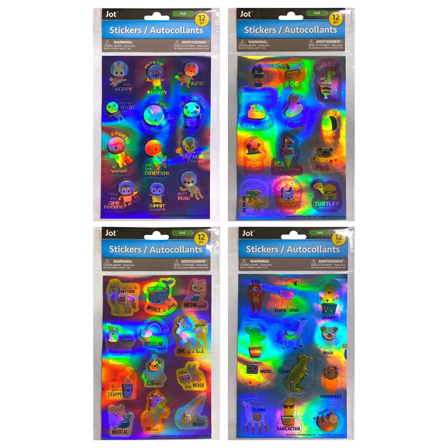 Jot Rainbow Foil Tip-On Stickers, 12-ct. Packs (Pack of 24)