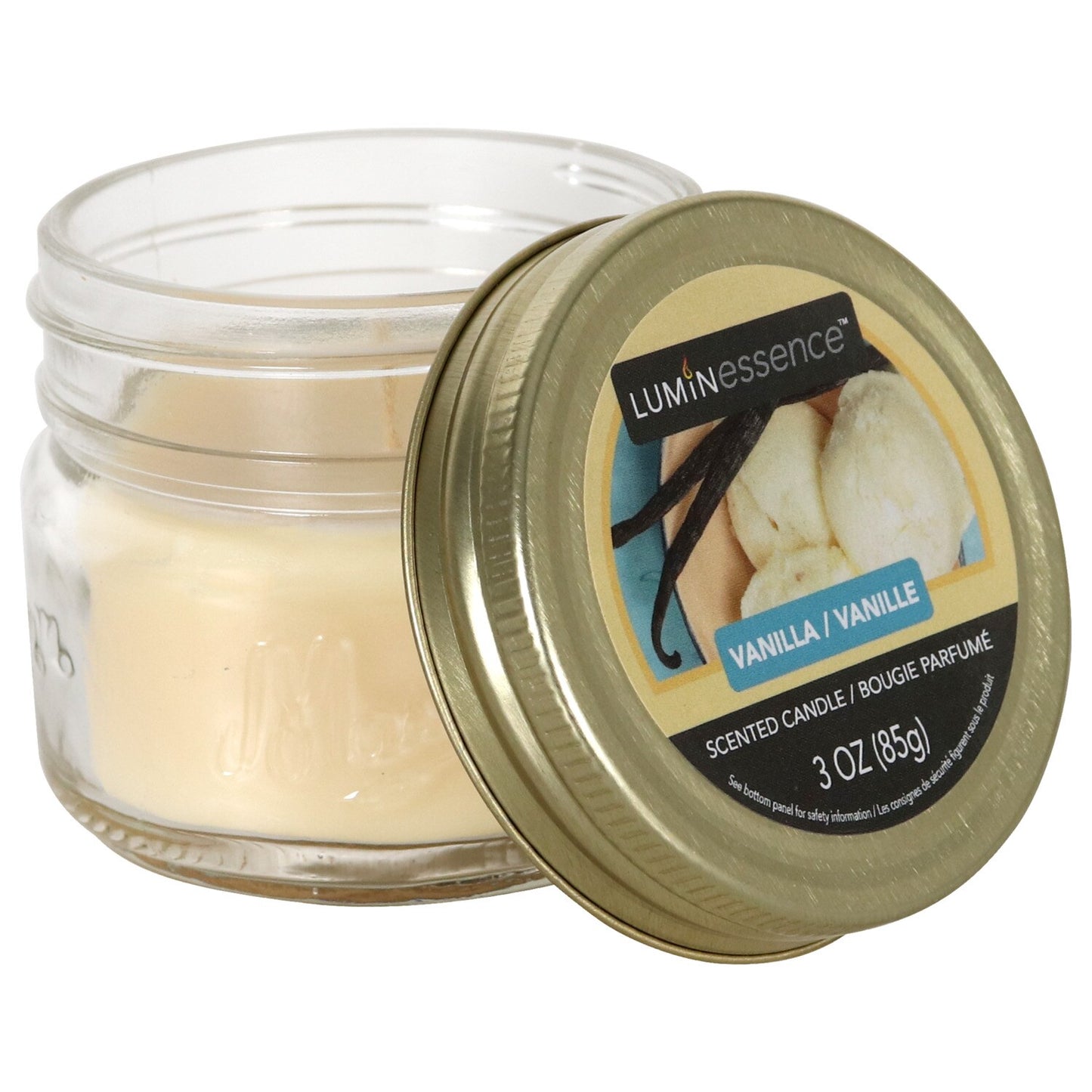Luminessence Vanilla Scented Mason Jar Candles, 3-oz. (Pack of 12)