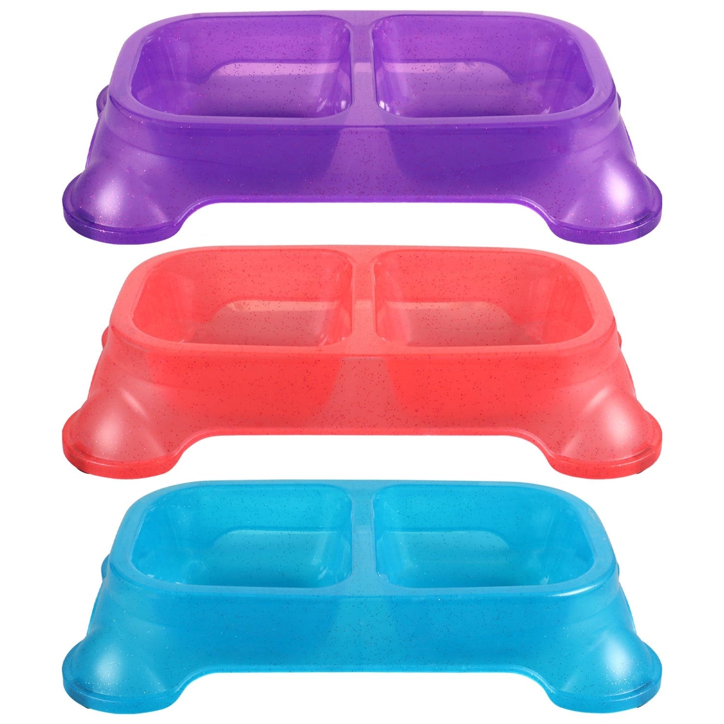 Bright Plastic Divided Pet Bowls, 11.25x6.625x2-in. (Pack of 36)