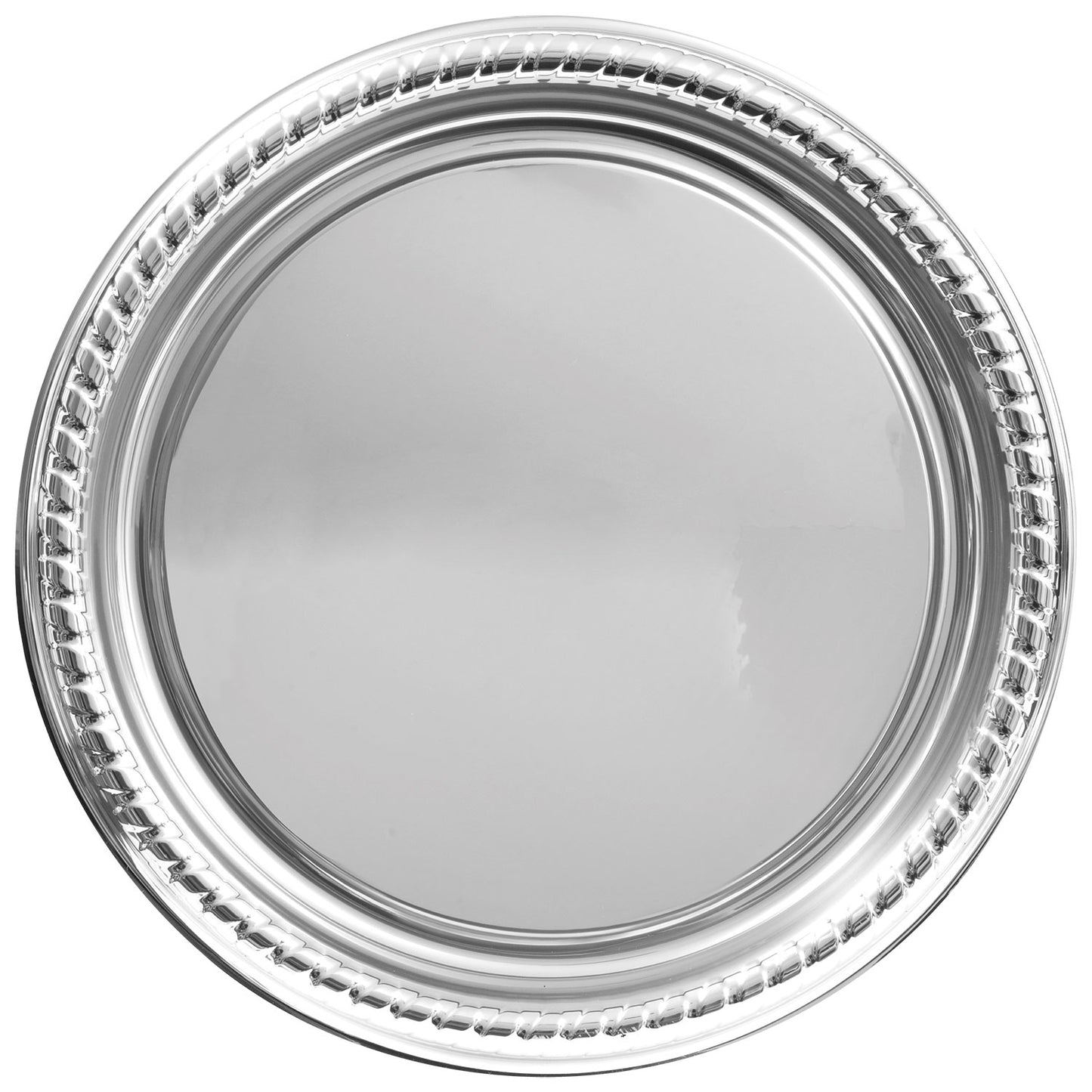 Round Silver Plastic Serving Trays, 16 in. (Pack of 6)