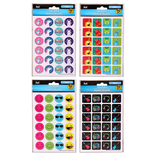 Happy Multicolored Sticker Packs, 96-ct. Packs (Pack of 24)