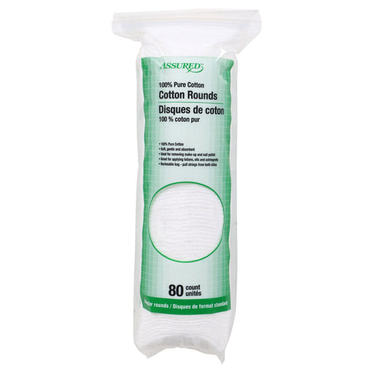Assured Cotton Rounds, 80-ct. Packs (Pack of 48)