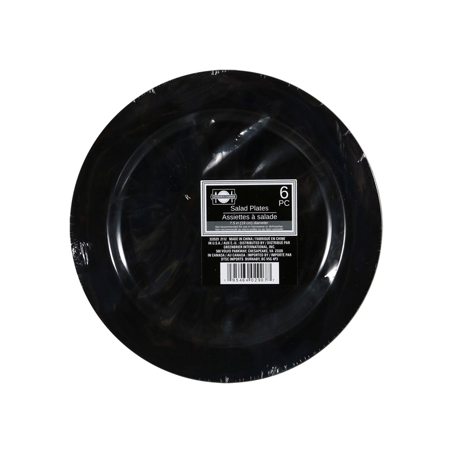 Solid Black Plates, 6-ct. Packs (Pack of 36)