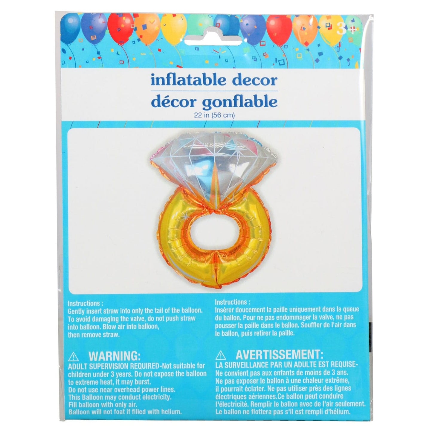 Giant Diamond Ring Foil Balloons, 22 in. (Pack of 36)