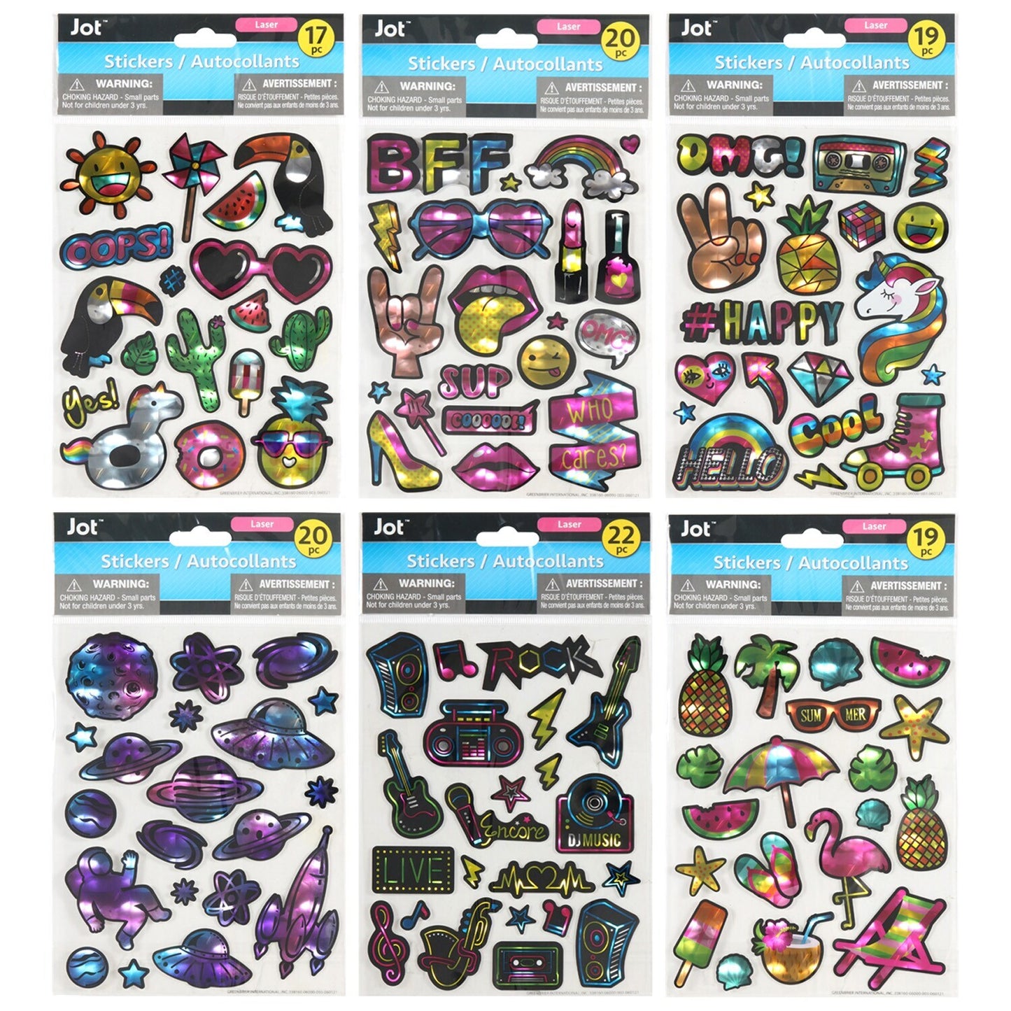 Jot Laser Holographic Stickers (Pack of 24)