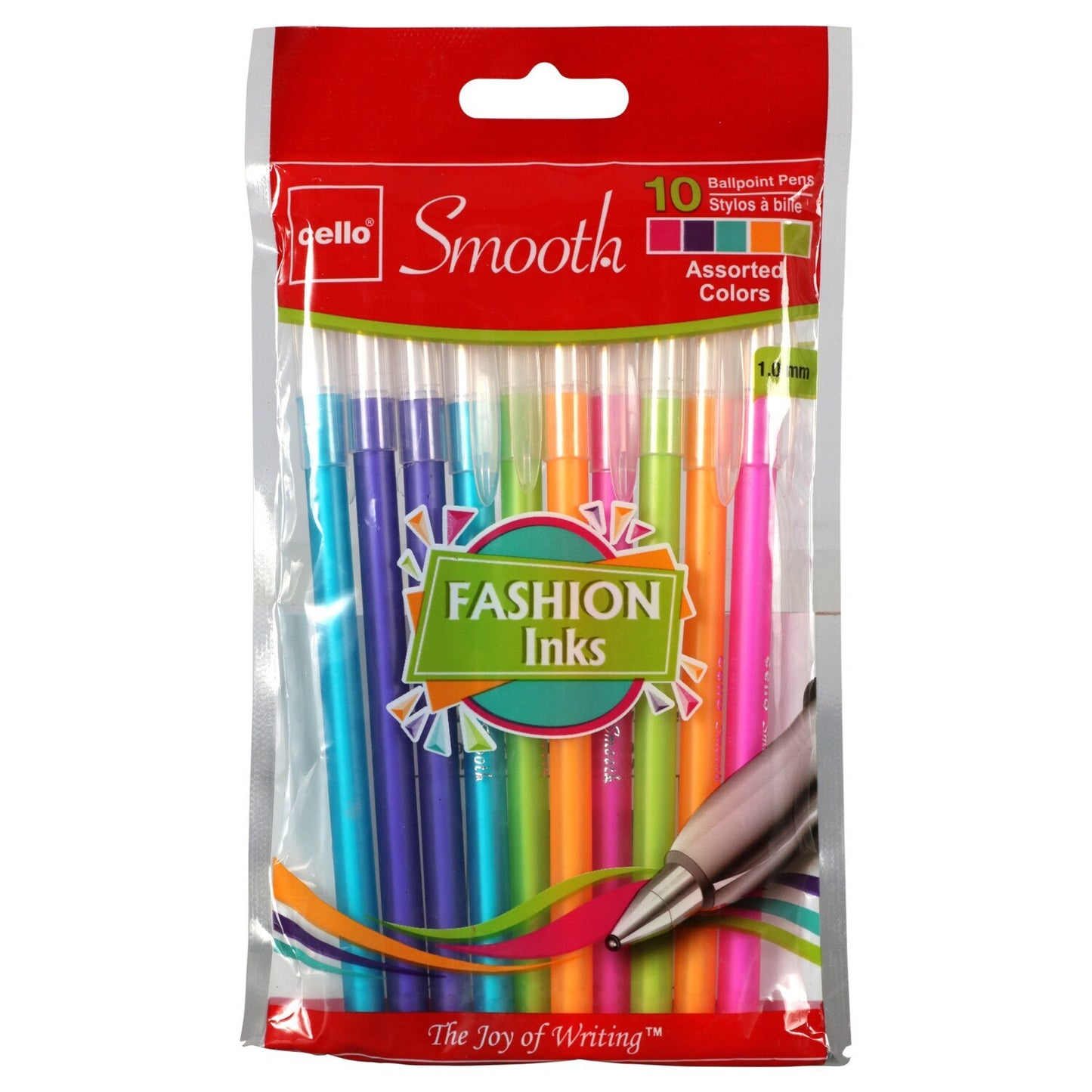 Cello Smooth Colorful Ballpoint Fashion Ink Pens, 10-ct. Packs (Pack of 4)