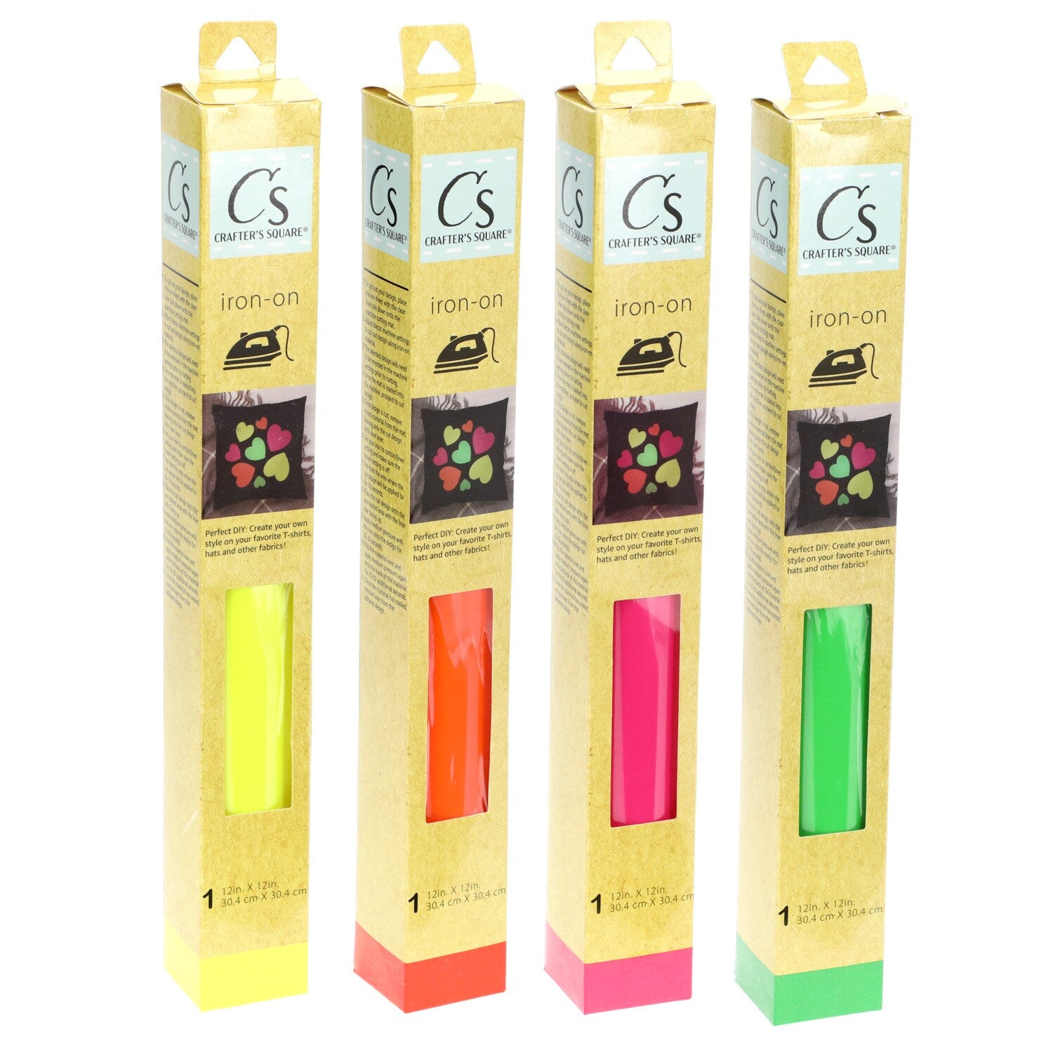 Crafter's Square Iron-On Neon Vinyl Paper, 12x12-in. (Pack of 24)