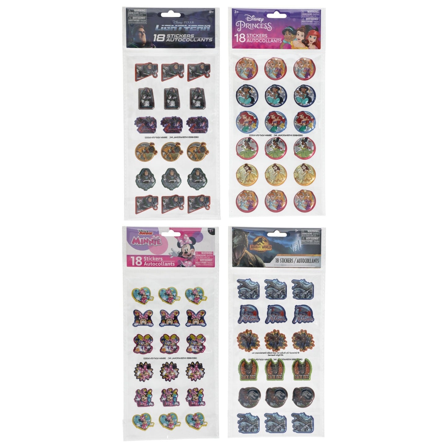 Licensed Character Metallic Stickers for Kids, 18-ct. Packs (Pack of 24)
