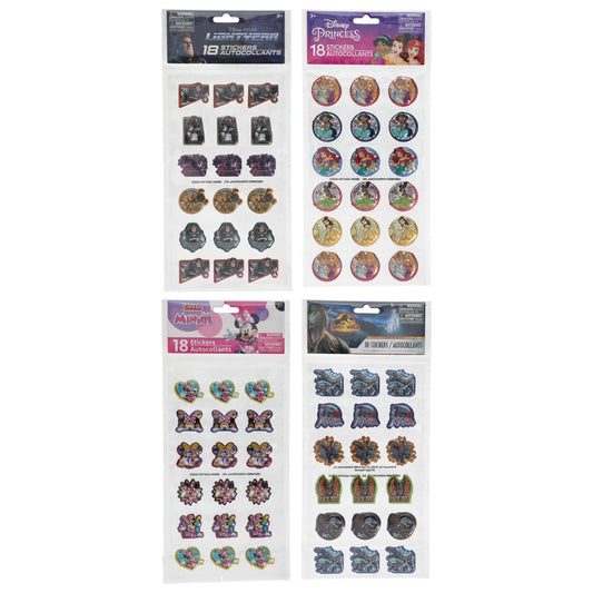 Licensed Character Metallic Stickers for Kids, 18-ct. Packs (Pack of 24)