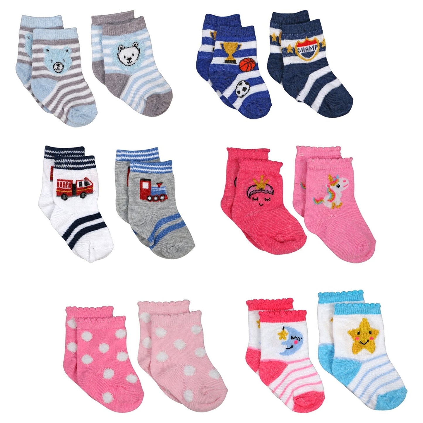 Angel of Mine Colorful Baby Socks, 2-ct. Packs (Pack of 36)
