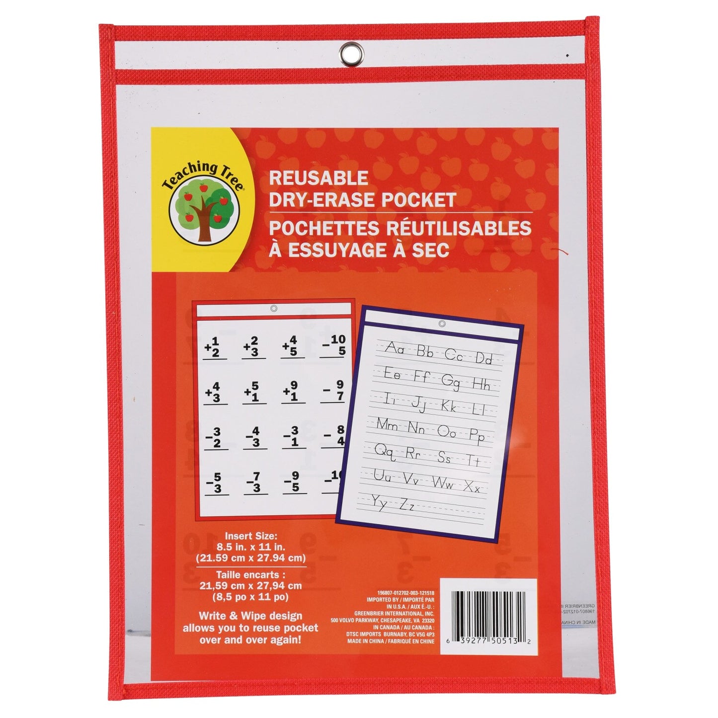 Teaching Tree Reusable Dry-Erase Plastic Pockets (Pack of 48)