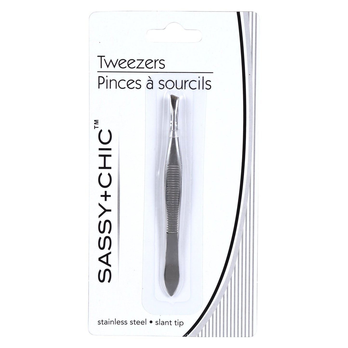 Sassy+Chic Stainless-Steel Slant-Tip Tweezers, 3.625 in. (Pack of 36)