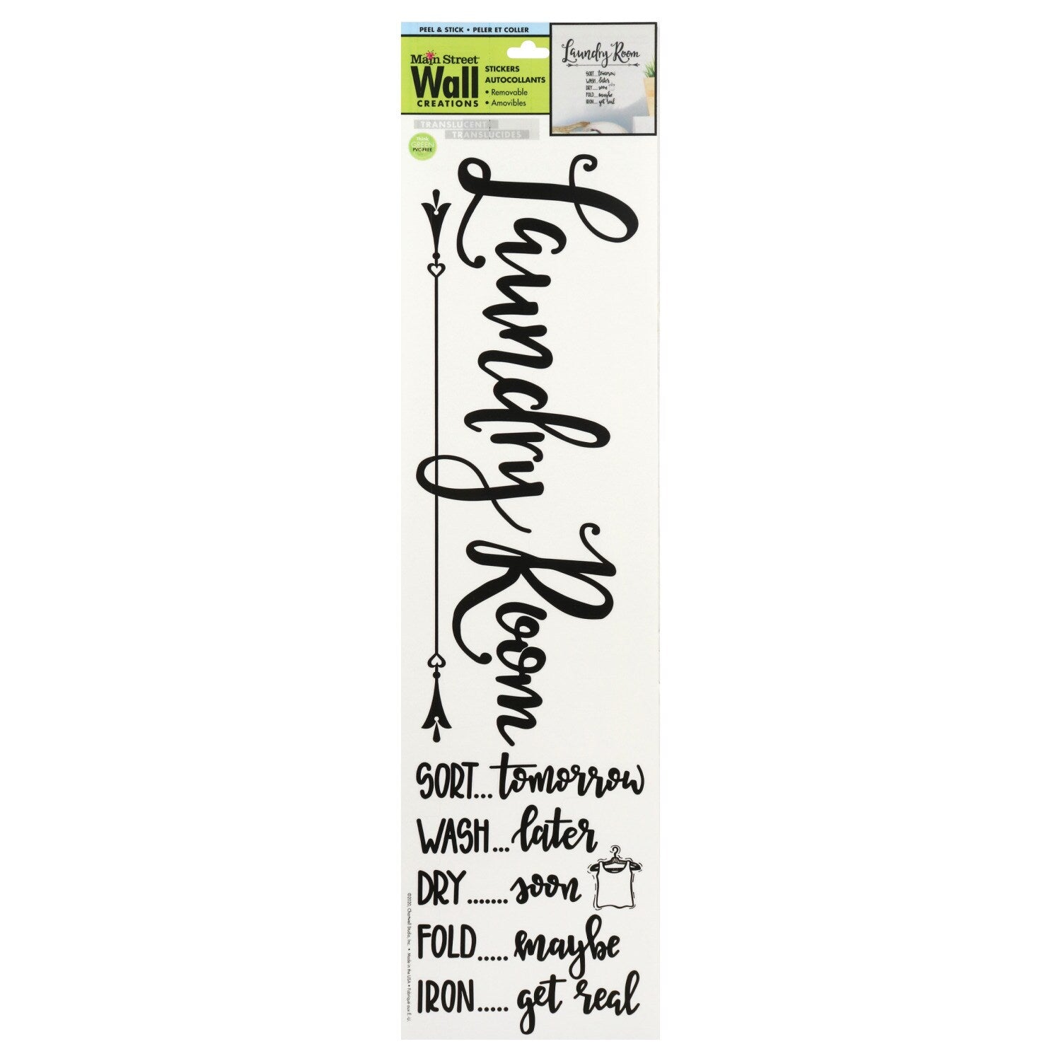 Wall Creations Laundry Room Jumbo Wall Stickers, 15.875x4.0 in. (Pack of 12)