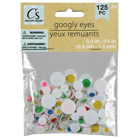Crafter's Square Multi-Colored Plastic Googly Eyes, 125-ct. Packs (Pack of 3)