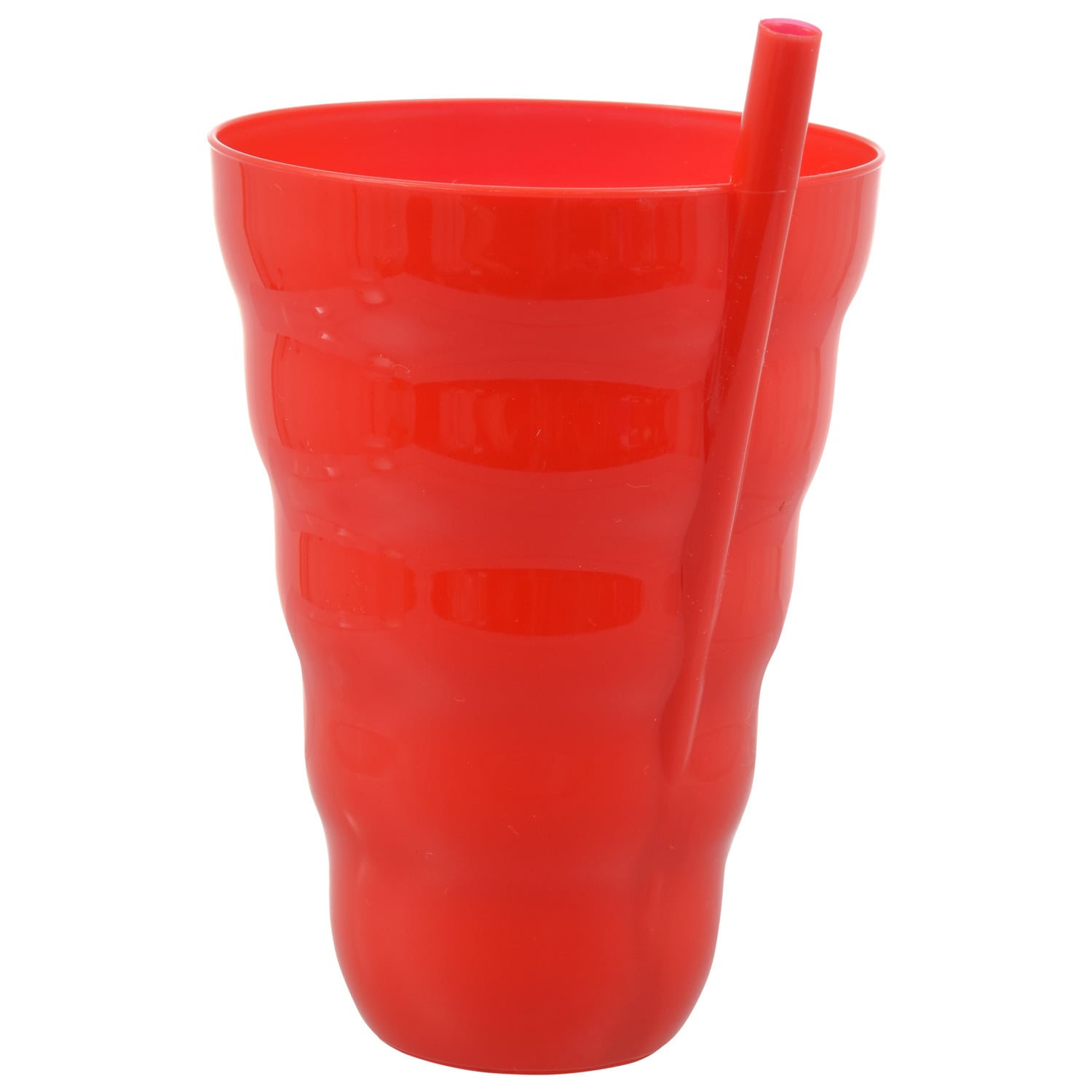 Colorful Plastic Tumblers with Built-In Straws, 22 oz. (Pack of 24)
