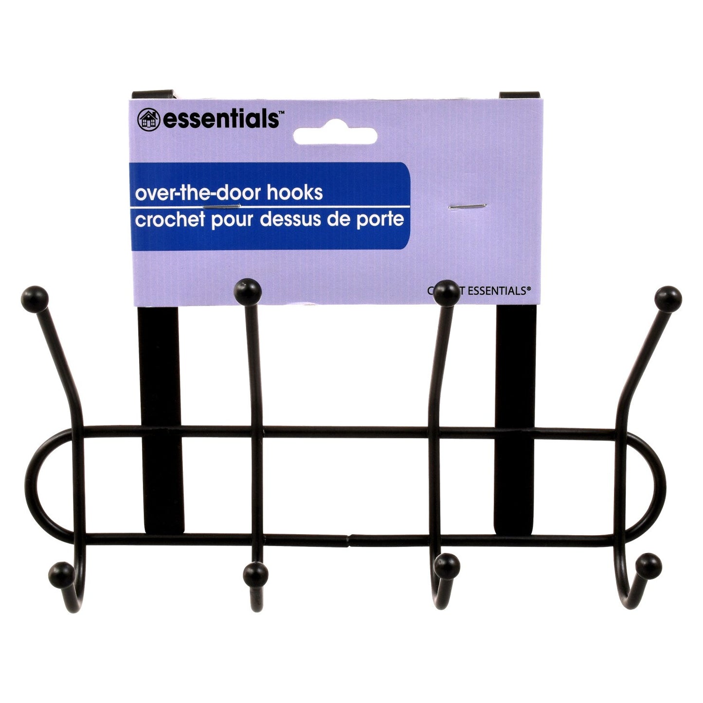 Essentials Black Over-The-Door Hooks, 8.625x6.375 in. (Pack of 12)