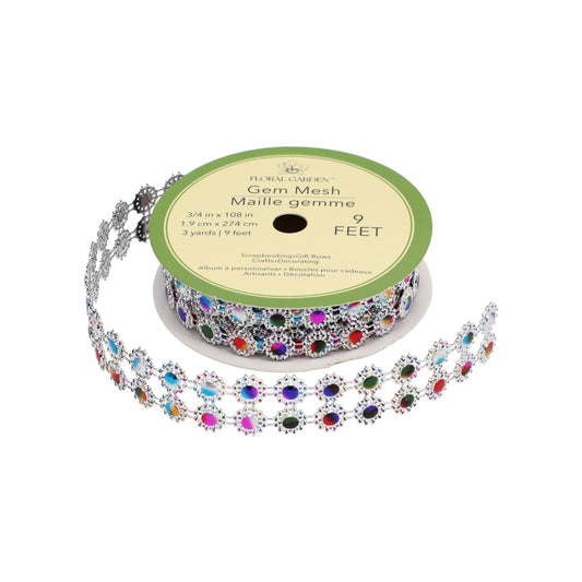 Floral Garden Colorful Diamond Mesh Ribbon, 2 yd. Rolls (Pack of 24)