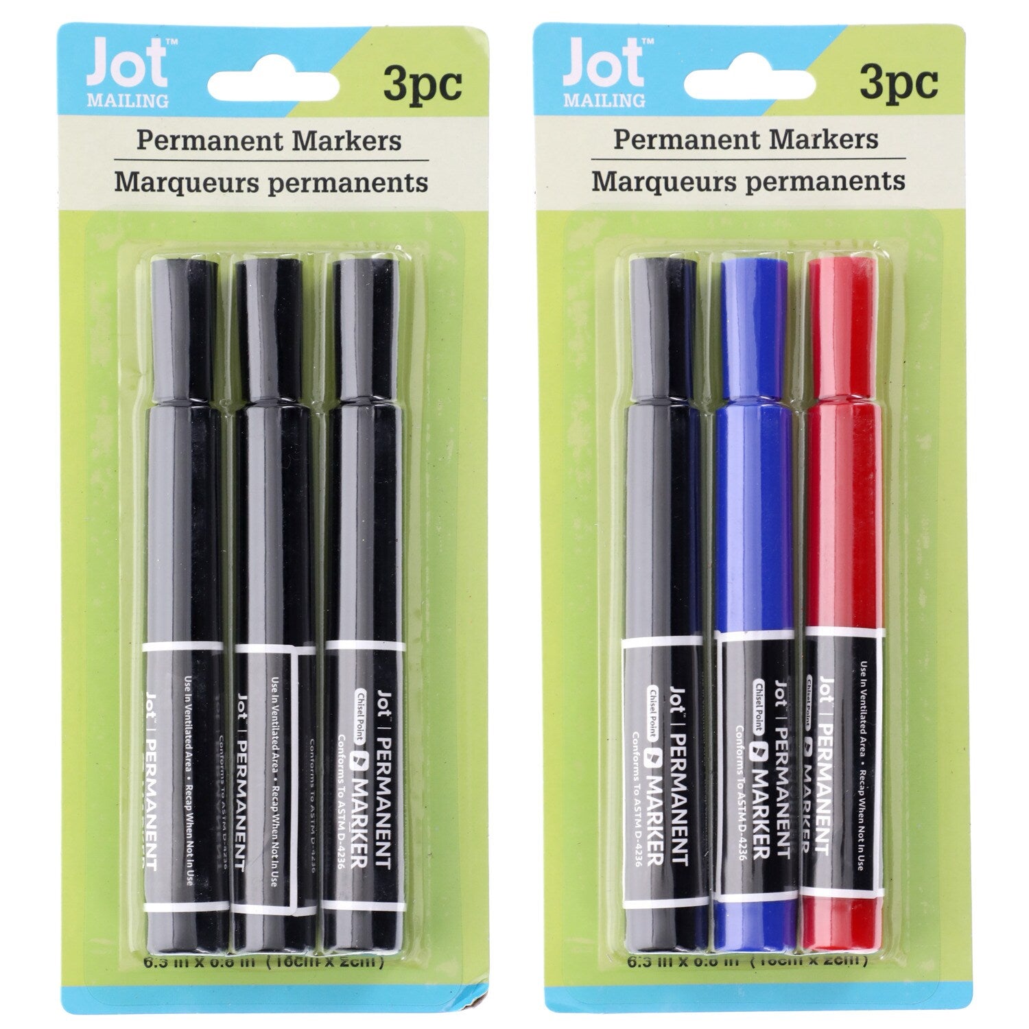 Jot Permanent Markers, 3-ct. Packs (Pack of 24)