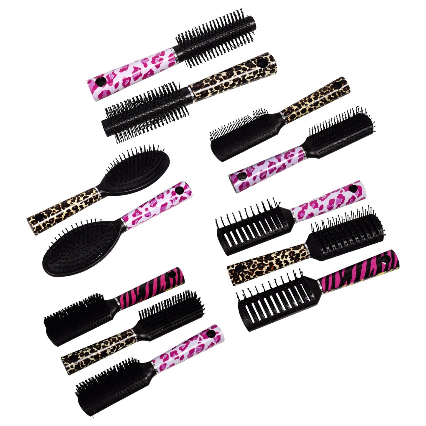 Animal Printed Plastic Hair Brushes, 8.375 in. (Pack of 24)