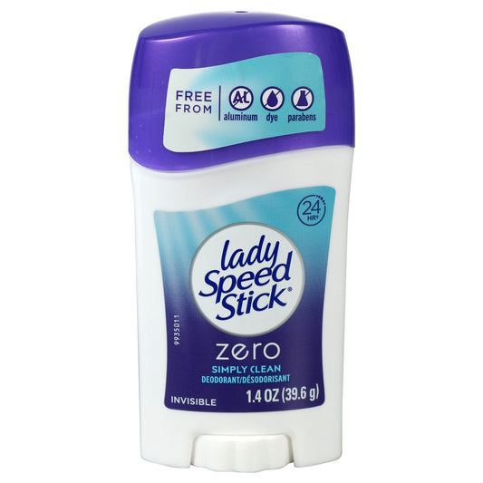 Lady Speed Stick Zero Simply Clean Deodorant, 1.4 oz. Sticks (Pack of 12)