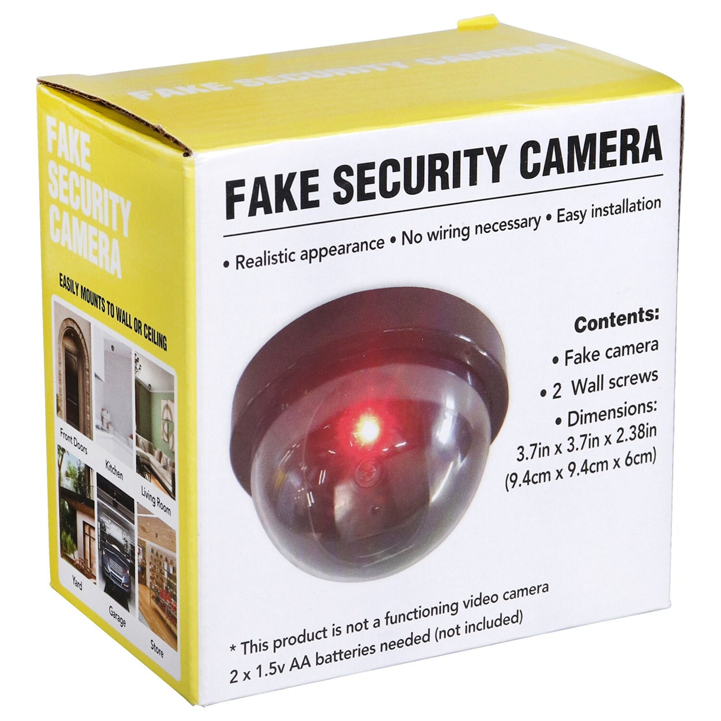 Fake Security Camera, 3.7x3.7x2.38 in. (Pack of 6)