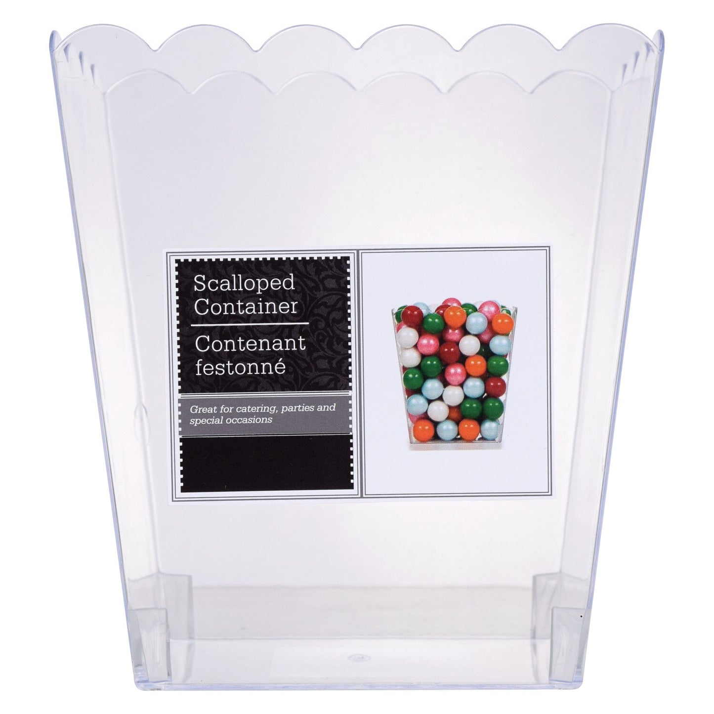 Clear Plastic Scalloped Square Containers, 55 oz. (Pack of 36)