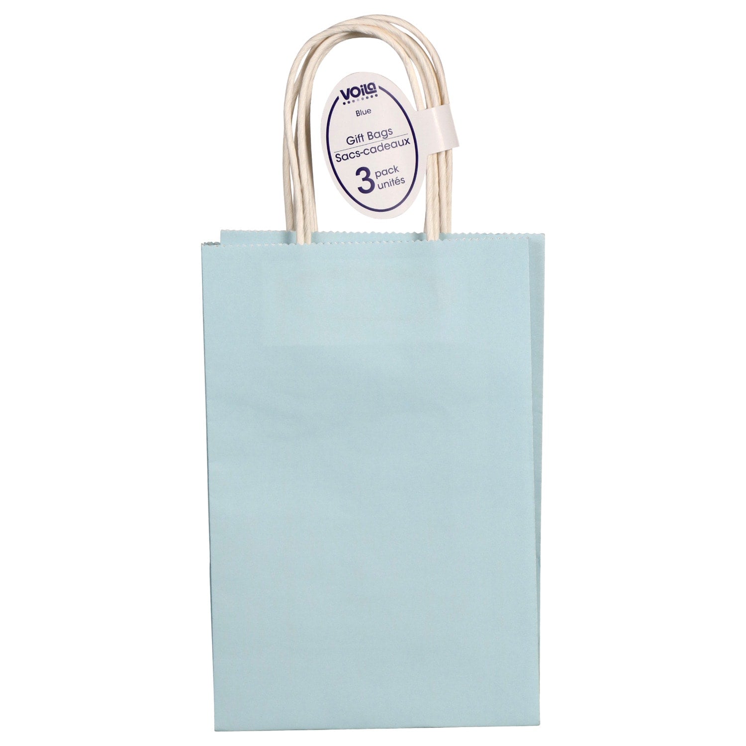Voila Small Light Blue Kraft Paper Gift Bags, 3-ct. Packs (Pack of 36)