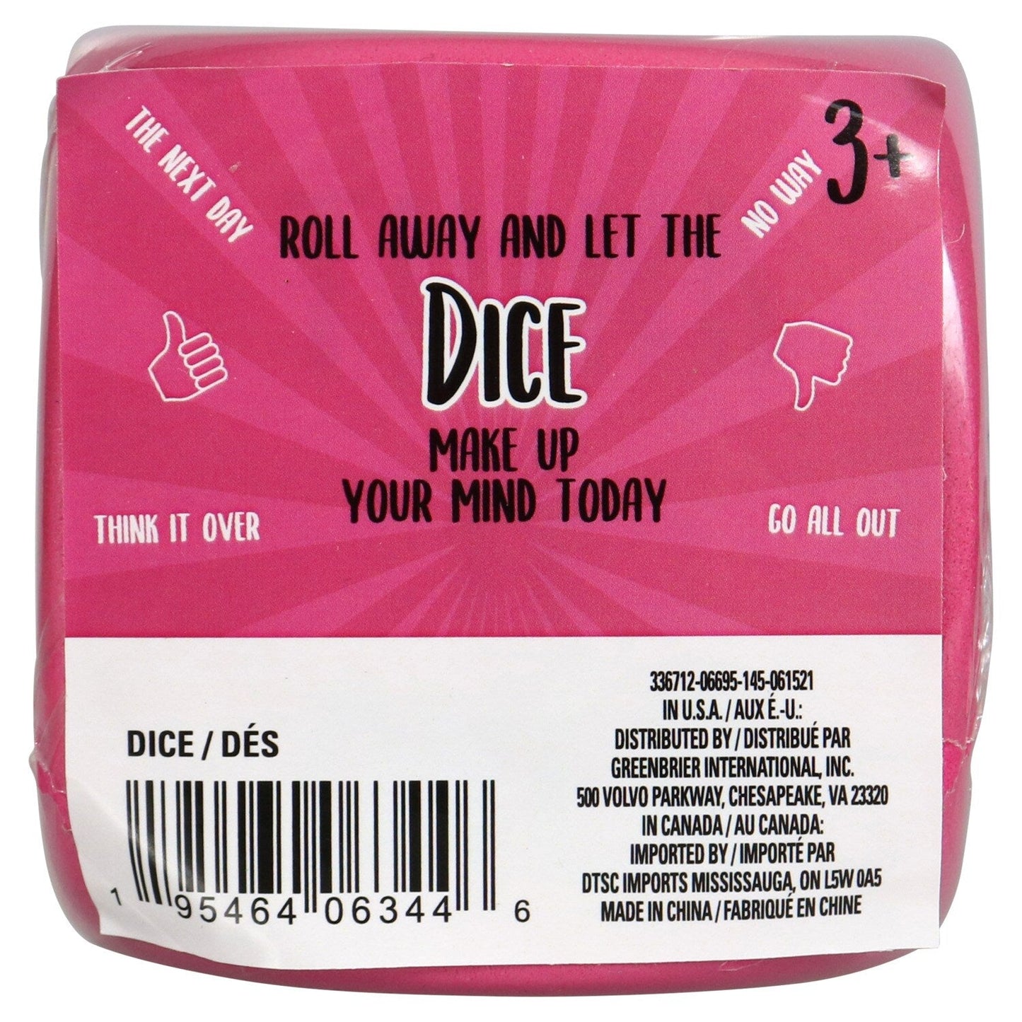 Novelty Decision Making Dice, 3x3x3-in. (Pack of 24)