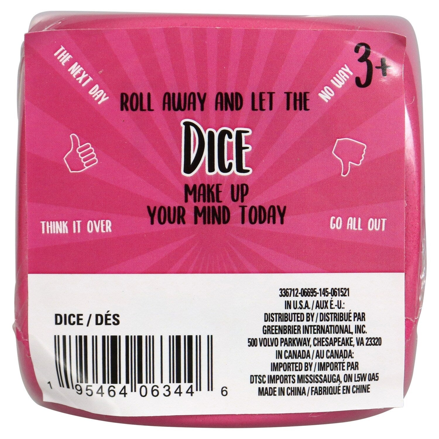 Novelty Decision Making Dice, 3x3x3-in. (Pack of 24)
