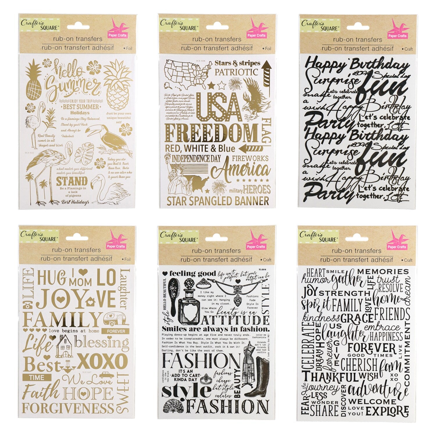 Crafter's Square Rub-on Transfer Sentiment Decals (Pack of 36)