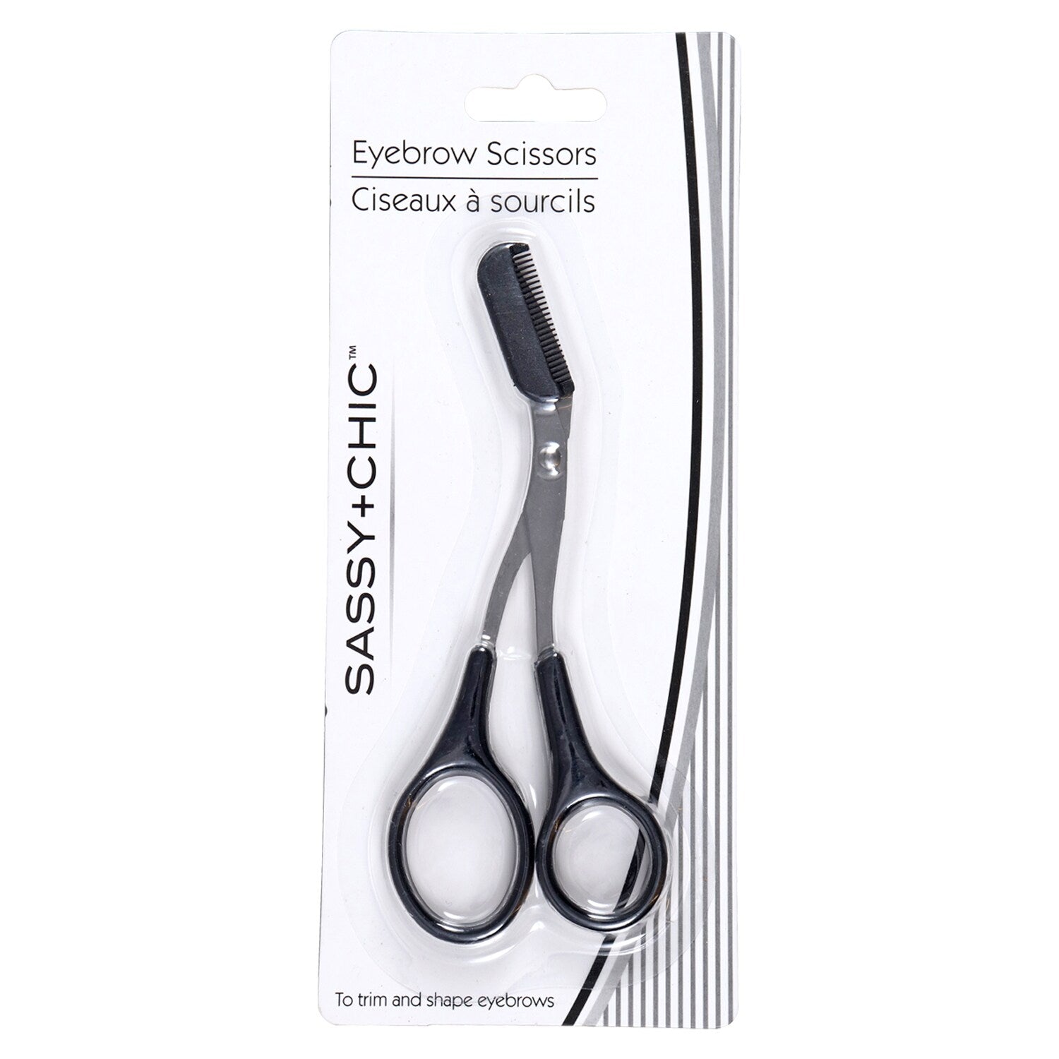 Sassy+Chic Trimming and Shaping Eyebrow Scissors, 4.875x2 in. (Pack of 24)