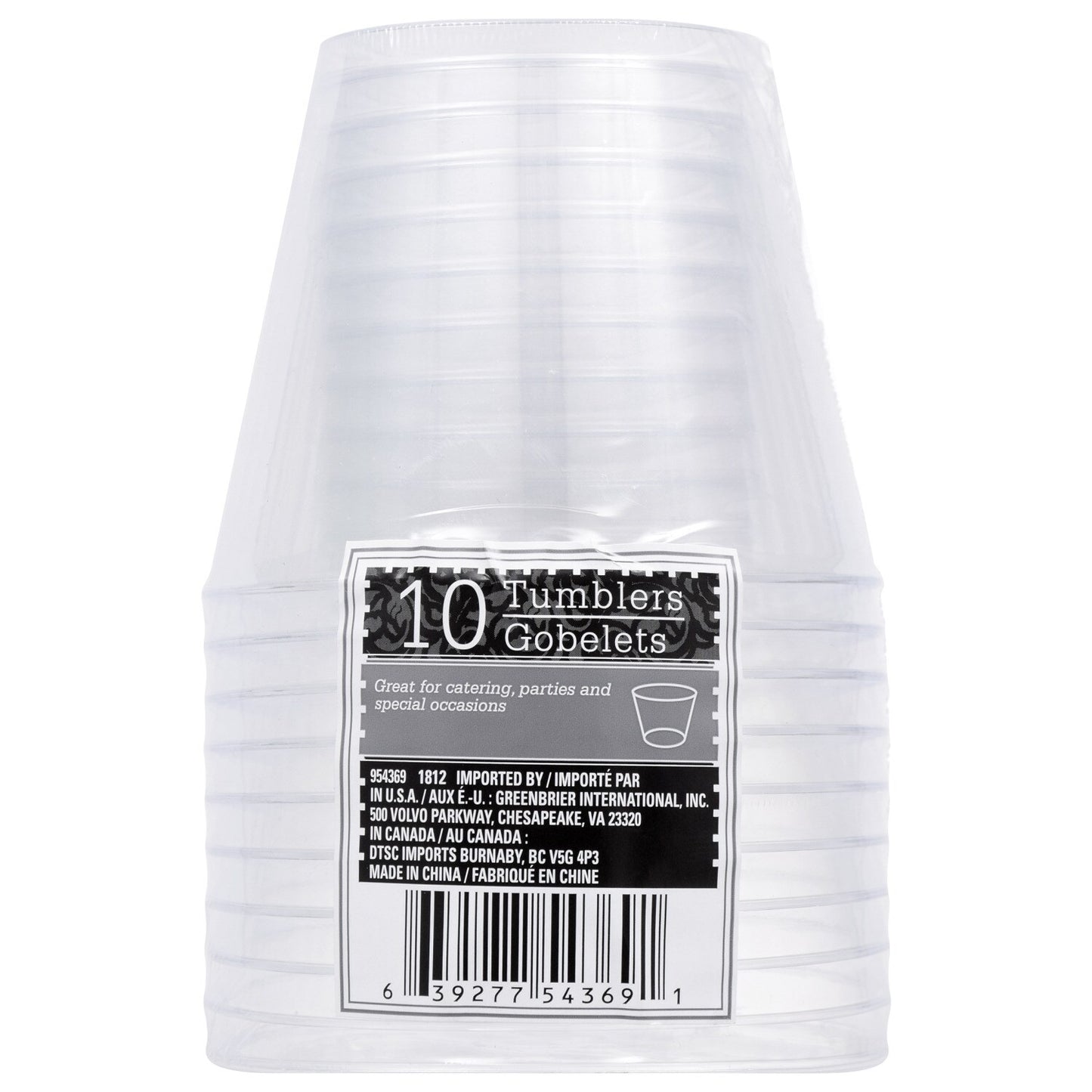9-oz. Clear Plastic Tumblers, 10-ct. Packs (Pack of 6)