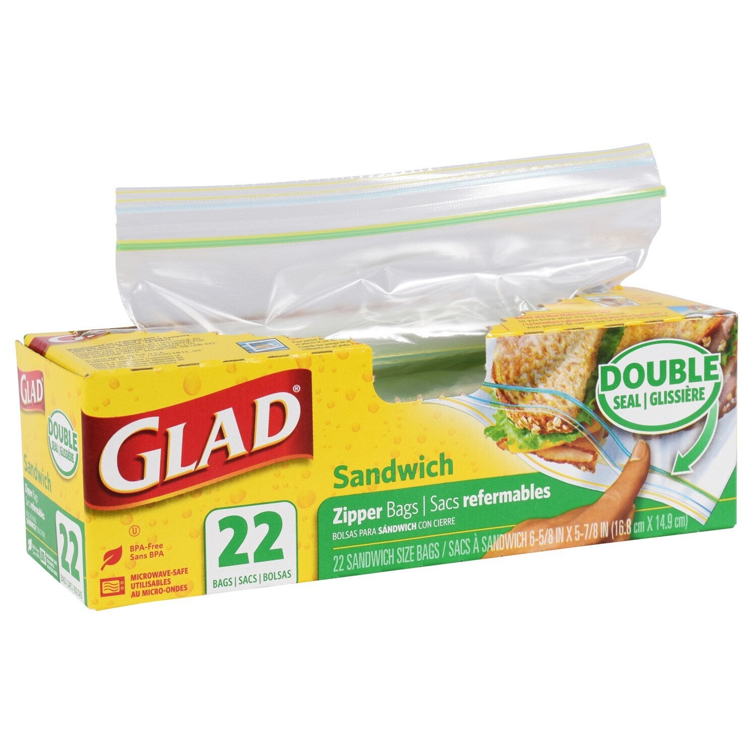 Glad Sandwich Zipper Bags, 22-ct. Boxes (Pack of 12)