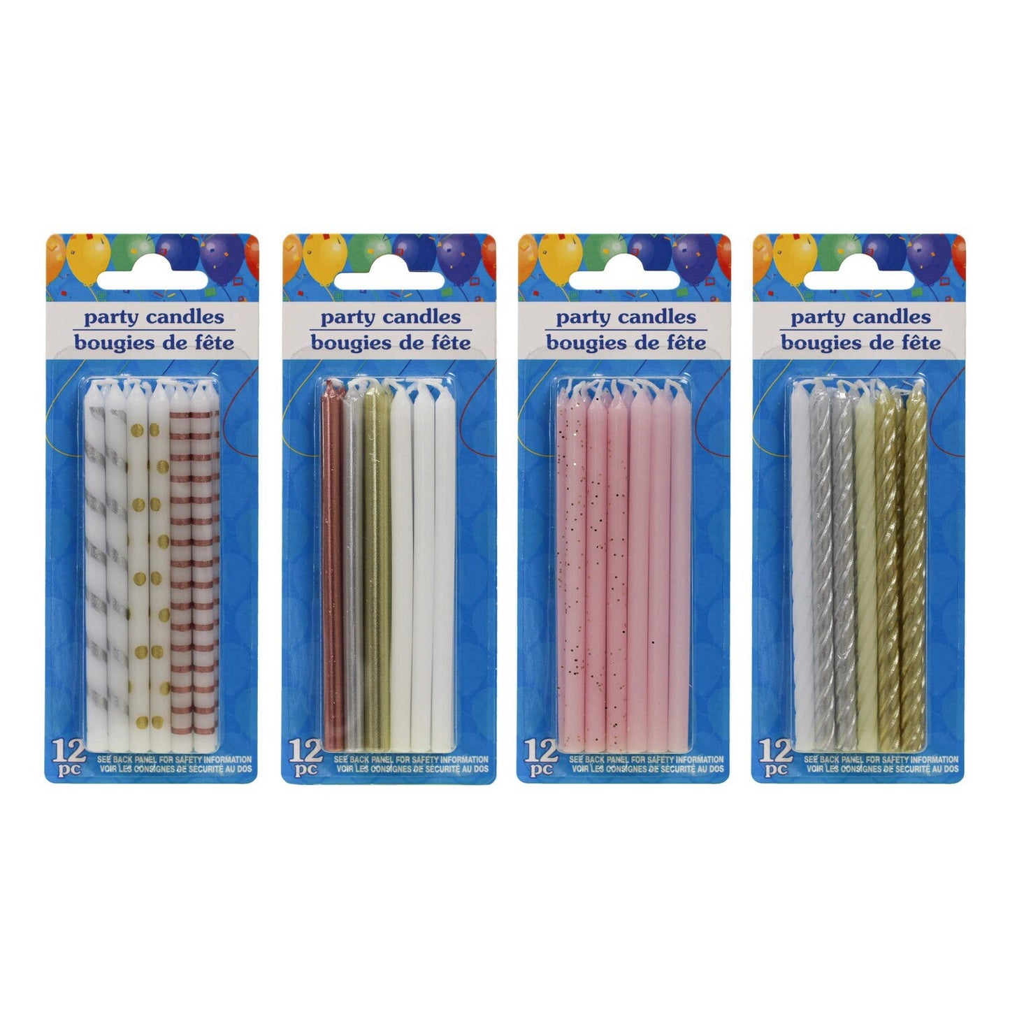Long Birthday Candles, 12-ct. Packs (Pack of 48)