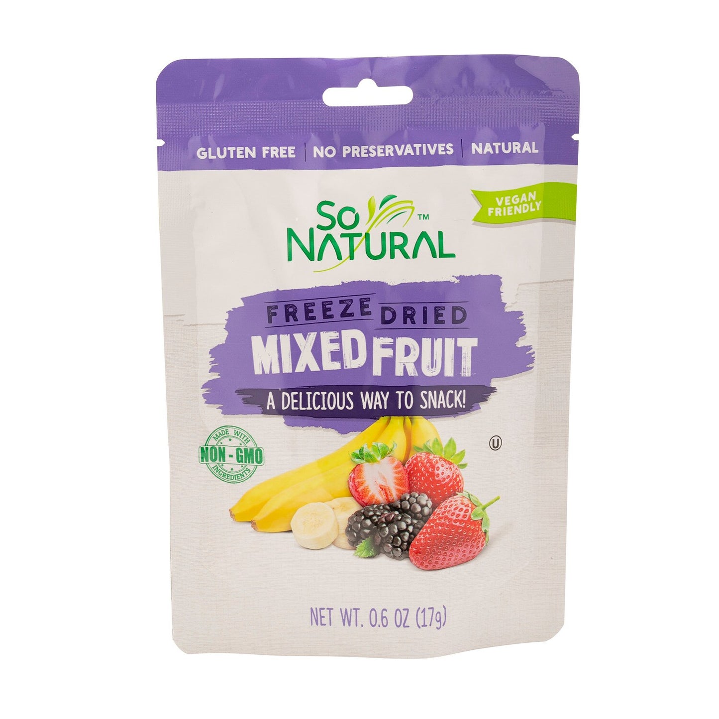 So Natural Freeze Dried Mixed Fruit Slices, 0.6 oz. Bags (Pack of 12)