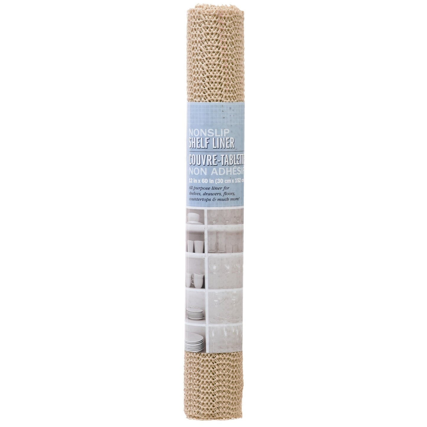 Tan Non-Slip Plastic Shelf Liners, 60x12 in. Rolls (Pack of 24)